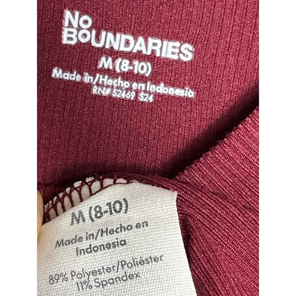 Maroon Mock Neck Shirt No Boundaries Long Slv Capsule Preppy Basic Layer Women M - Picture 3 of 5